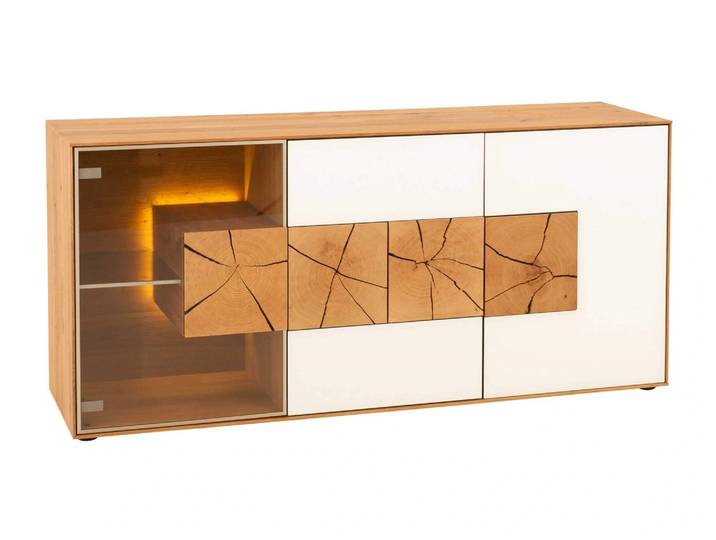 Sideboard Cassio, Kerneiche Umato, 2 Türen Mattglas