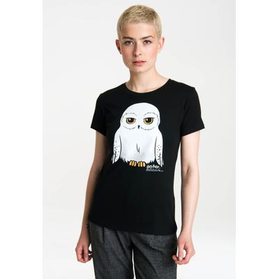 T-Shirt LOGOSHIRT "Harry Potter - Hedwig", Damen, Gr. S, schwarz, 100% Baumwolle, bedruckt, normal, Rundhals, Shirts T-Shirt, mit niedlichem Hedwig-Print