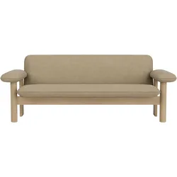 Brasilia 2-Sitzer-Sofa beige auf Eichenbeinen