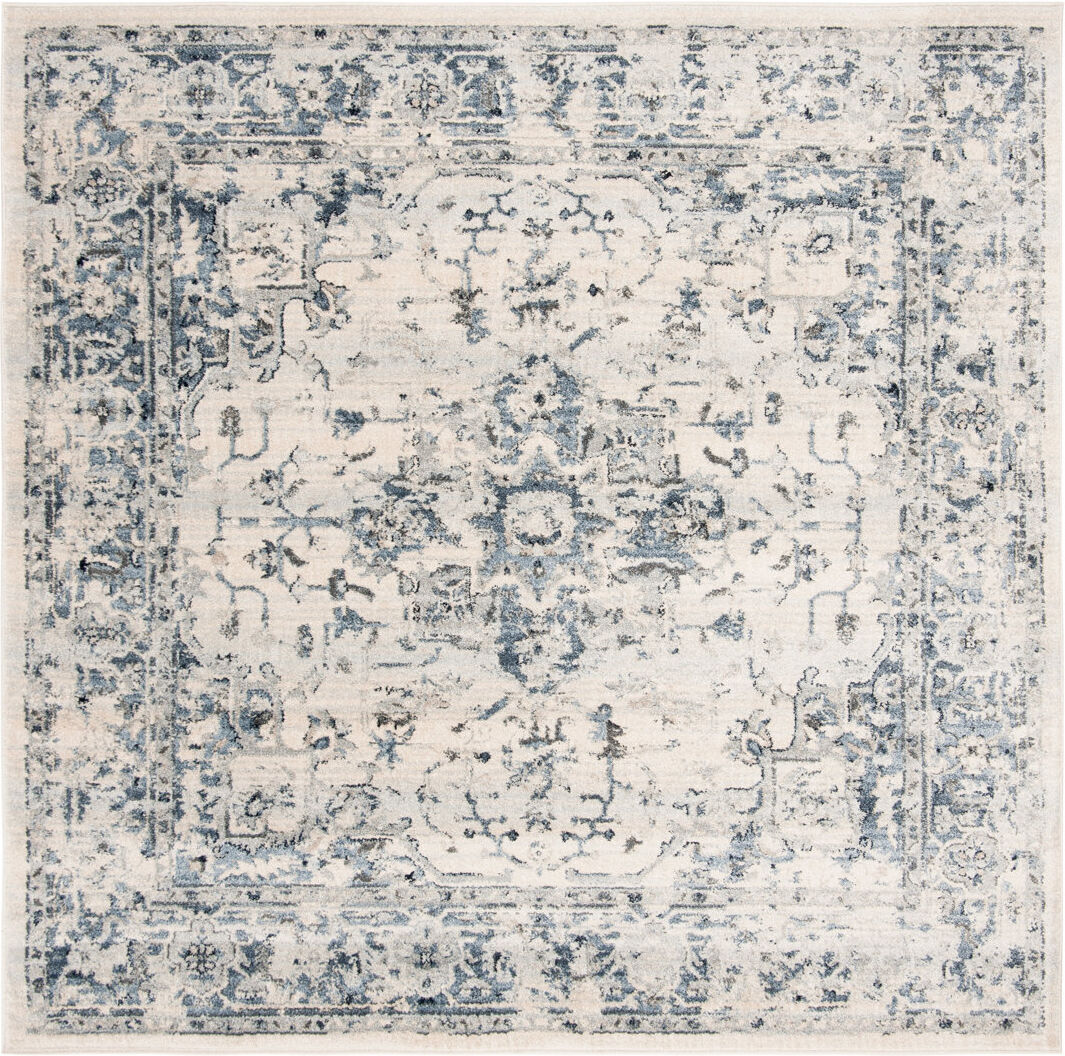 Borough Wharf Charleston Oriental Area Rug In Ivory / Navy Navy;Ivory Square 122 cm