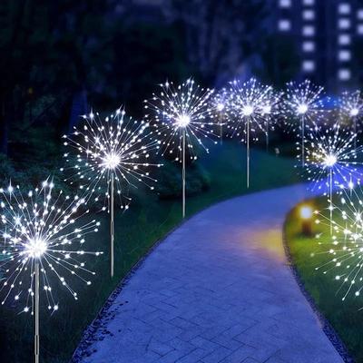 Uplift Picks Solar Firework Garden Lights Waterproof LED Dandelion Lawn Decor white 1 Pc