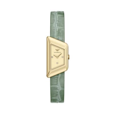 Quarzuhr EMPORIO ARMANI, grün, Armbanduhren, Damen, Quarzuhr, Armbanduhr, Lederarmband, analog, Glassteine