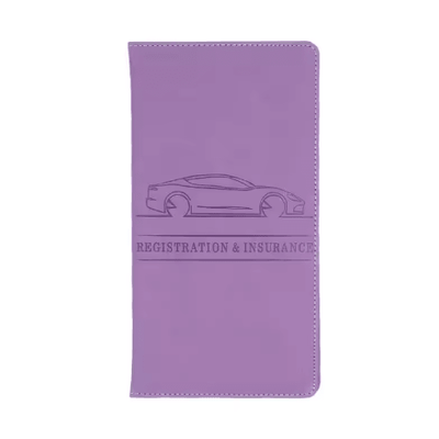 Leather Car Document Holder Registration & Insurance Wallet With Card Storage purple