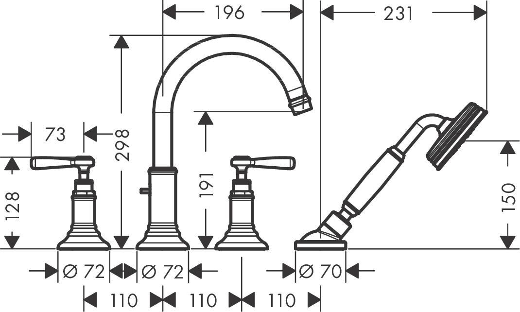 Hansgrohe 4-Loch Wannenarmatur Axor Montreux 16554140