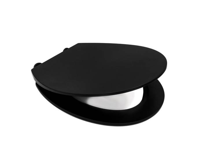 Sadena Wc-Sitz, Schwarz, Kunststoff, 42.5x37.5x4.6 cm, Deckel mit Absenkautomatik, passend für alle handelsüblichen WCs, Badezimmer, WC Ausstattung, WC Sitze