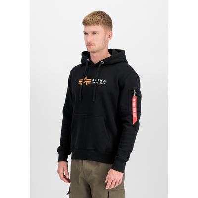 Hoodie ALPHA INDUSTRIES "Label Print Hoodie", Herren, Gr. XXL, schwarz, Obermaterial: 80% Baumwolle, 20% Polyester, regular fit, Sweatshirts Hoodie