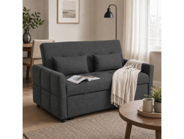 HOMCOM Canapé-lit 2 Places Extensible Dossier Réglable Gris