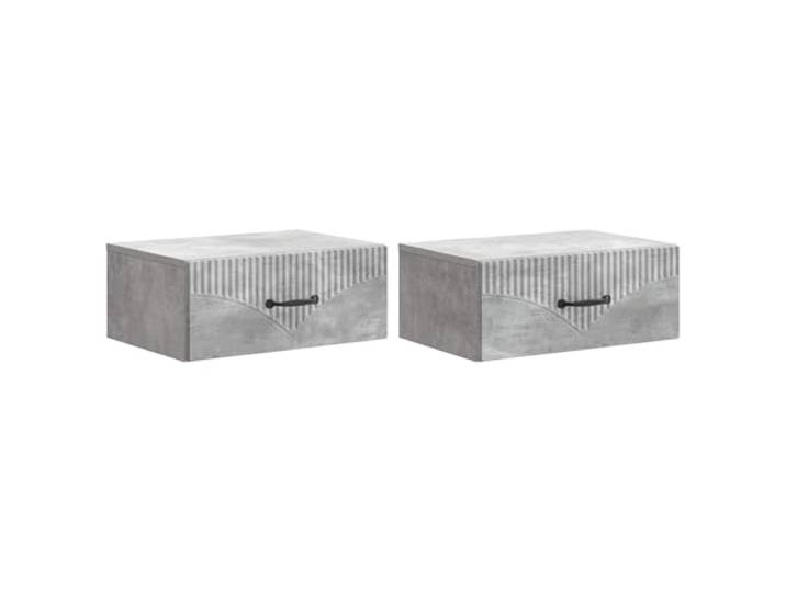 fsahslih Wandnachttisch 2er Set Betongrau Holzwerkstoff 49x34,5x20 cm Platzsparende Hängeschränke fürs Schlafzimmer im 2er Set mit 2 Schubladen aus robustem Holzwerkstoff in Betongrau.