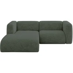 ECKSOFA Ottomane Links MIRA-L1 227x179x89 Grün Velours