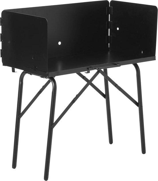Famanu Campingkochtisch mit Klappbeinen und Windschutz - Schwarz