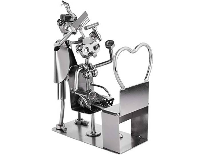 BRUBAKER Screw Man kapper - handgemaakte ijzeren figuur metalen man - cadeau-idee voor kappers
