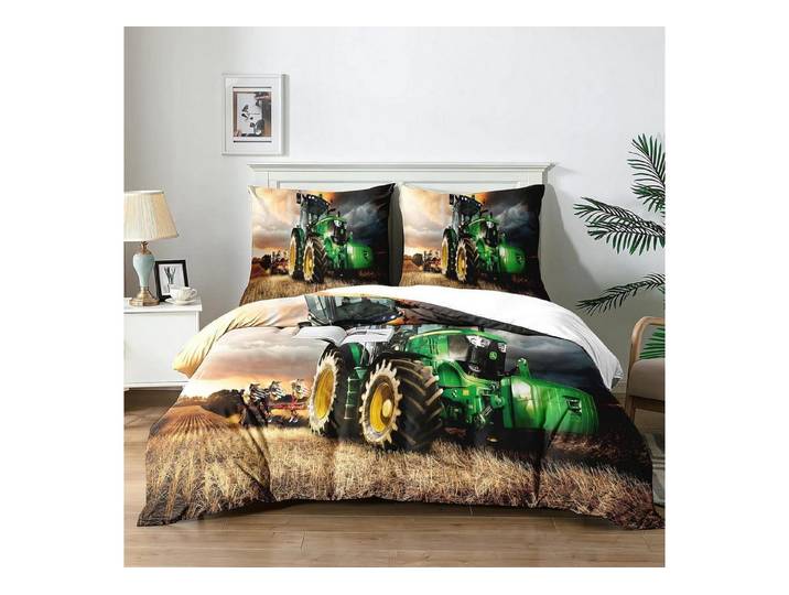 LuxusKollektion Kinderbettwäsche Bettbezug Traktor 200x200cm Mikrofaser 3D