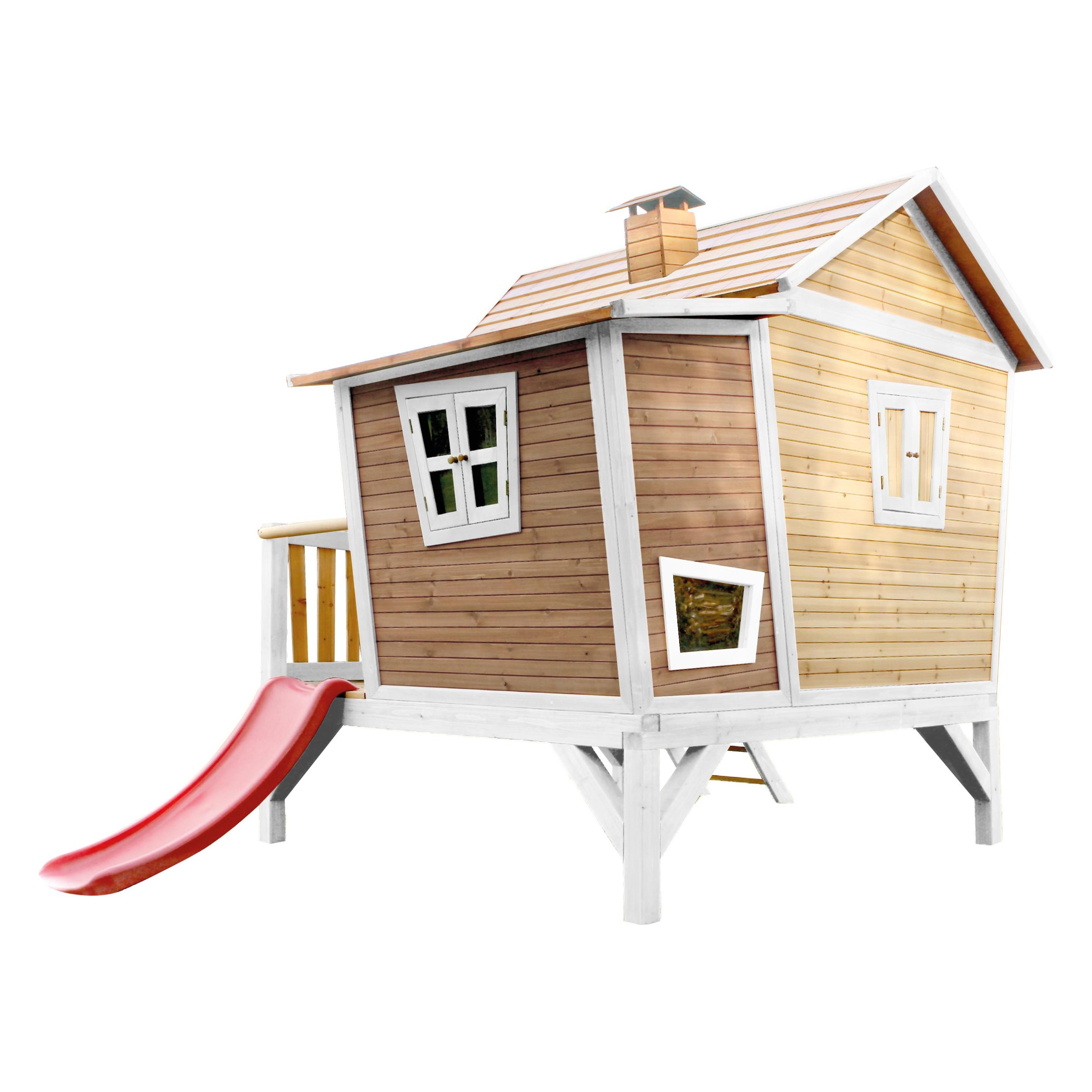Axi Emma Spielhaus Braun/Weiss - Rote Rutsche (A030.108.21)