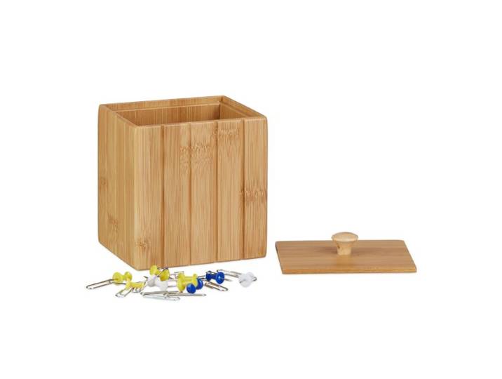 Relaxdays Boîte de rangement bambou couvercle