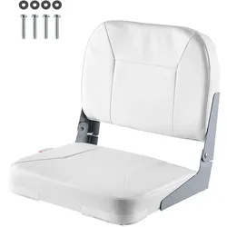 VEVOR 1 Stk. Bootssitz Bootsstuhl mit niedriger Rückenlehne klappbarer Fischerbootsitz mit dickem Schwammkissen & wasserdichtem PVC-Leder, Scharniere aus Aluminiumlegierung, für Yachten Boote Weiß
