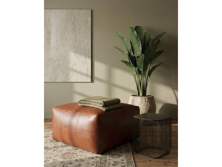 Pouf Tenna 60 × 60 × 45 cm - Echtleder Braun
