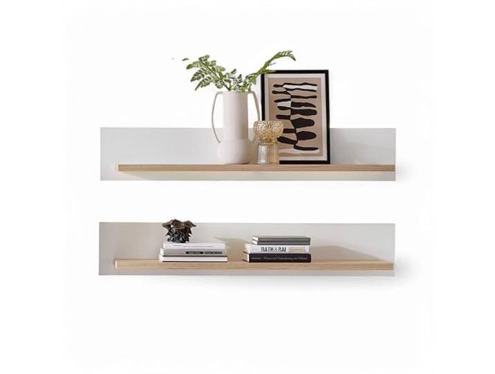 Memphis Wandboard 2er Set mit LED-Beleuchtung Weiß Artisan Eiche Optik