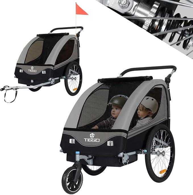 S2 Kinderanhänger mit Federung Jogger 2 in 1 Kinder Buggy fahrradanhänger Anhänger 360° Drehbar