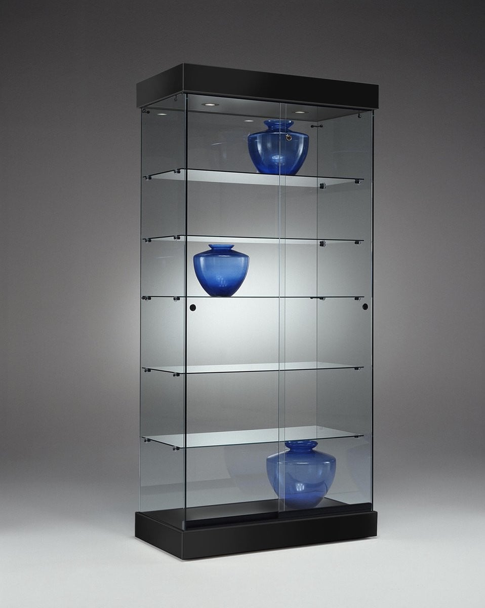 Vitrine Nova Floatglas Volglas met verlichting zwart