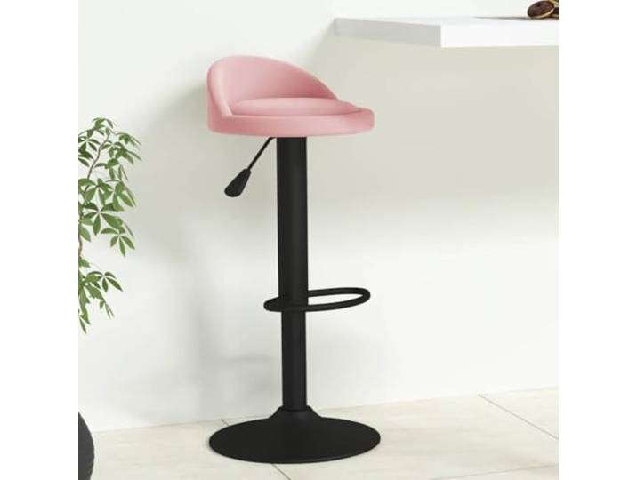 TEKGHUT Barhocker Rosa Samt Höhenverstellbar, 360 Grad Drehbar, Mit Fußstütze, Stahlfuß, Belastbar bis 110 kg