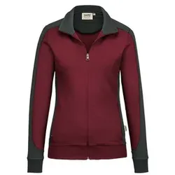 Damen Sweatjacke Contrast Mikralinar® 277, weinrot/anthrazit, Größe L - weinrot - L