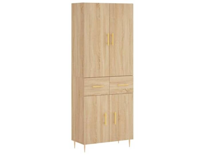 KGFHERENB Highboard Sonoma-Eiche 69,5x34x180 cm Schrank 2-teilig Elegantes Highboard für Wohnzimmer und Flur: Robuster Holzwerkstoff mit Metallfüßen für geordneten Stauraum im Alltag.