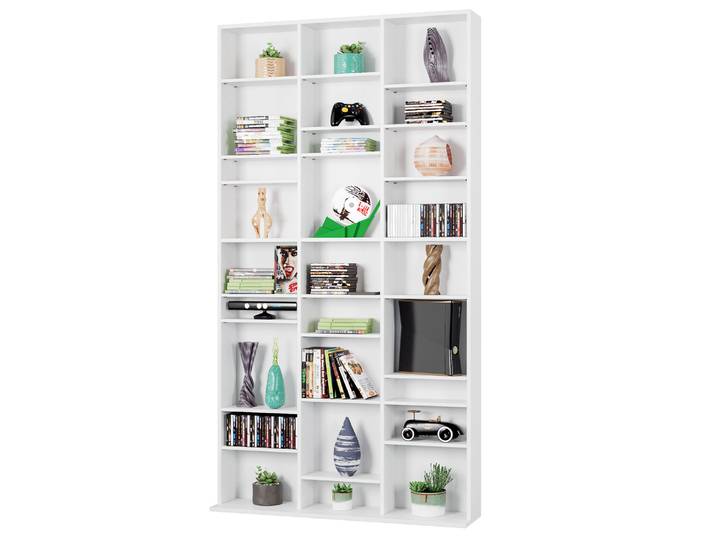 Getone Étagère de Rangement CD/DVD, Meuble de Rangement, Bibliothèque, Meuble cd, 27 Compartiments, Étagères réglables, 102.5x23.5x190cm
