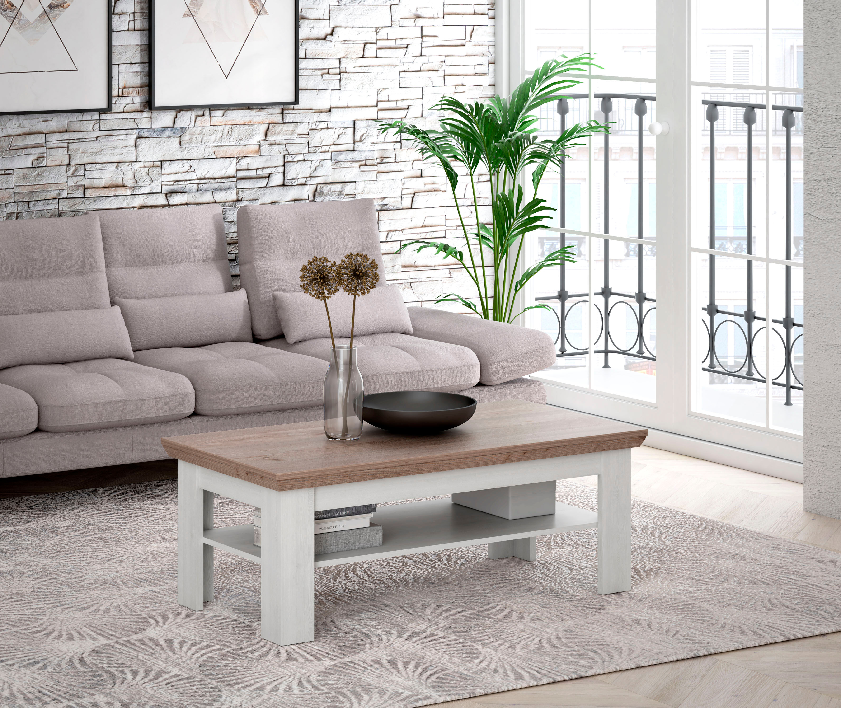 Couchtisch FORTE "Iloppa", braun (schnee eiche, nelson eiche, nelson eiche), B:120,6cm H:45,3cm T:60,4cm, Tische, Couchtisch, Breite ca. 120 cm schnee eiche, nelson eiche, nelson eiche B/H/T: 120,6cm x 45,3cm x 60,4cm
