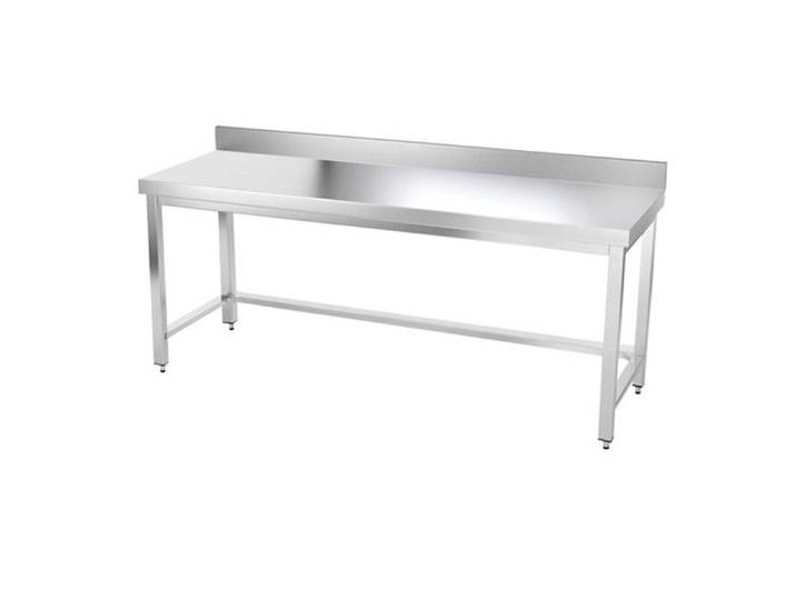 Table de travail en inox 2000 x 500 mm adossée avec renfort PREMIUM - GOLDINOX