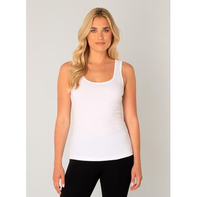 Trägertop BASE LEVEL "Yippie", Damen, Gr. 48, weiß, Jersey, Obermaterial: 100% Viskose, unifarben, Basic, figurbetont taillenbedeckt, Rundhals, Tops Trägertop, mit breiten Trägern