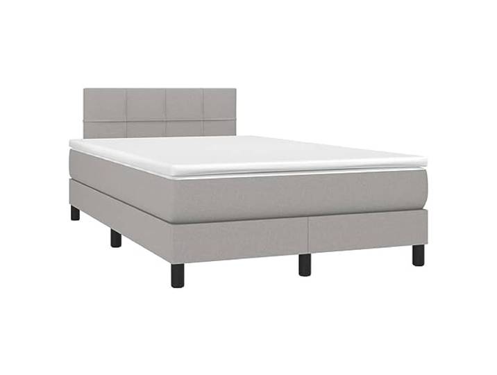 PUGYNBK Boxspringbett, 120 x 190 cm, Hellgrau Gefederte Federn, mittlere Festigkeit, verstellbares Kopfteil, Lattenrost