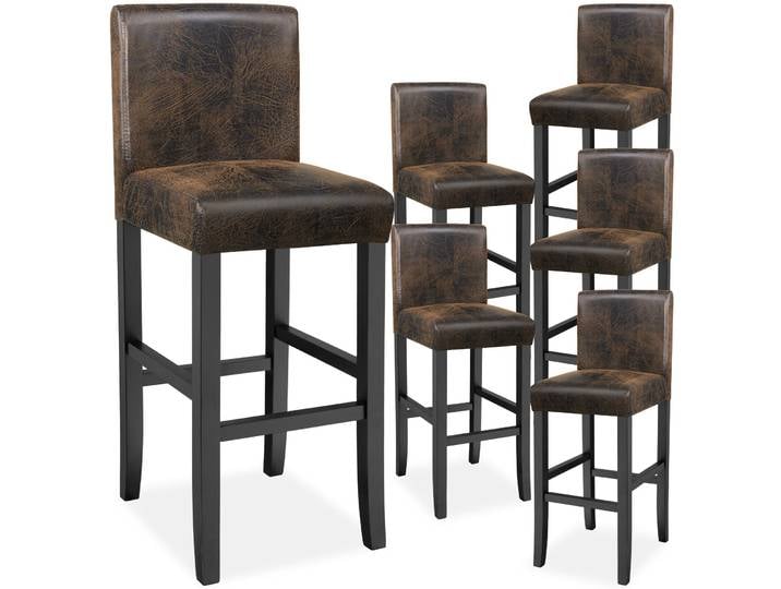 Barhocker aus Kunstleder - antikbraun, 6er Set