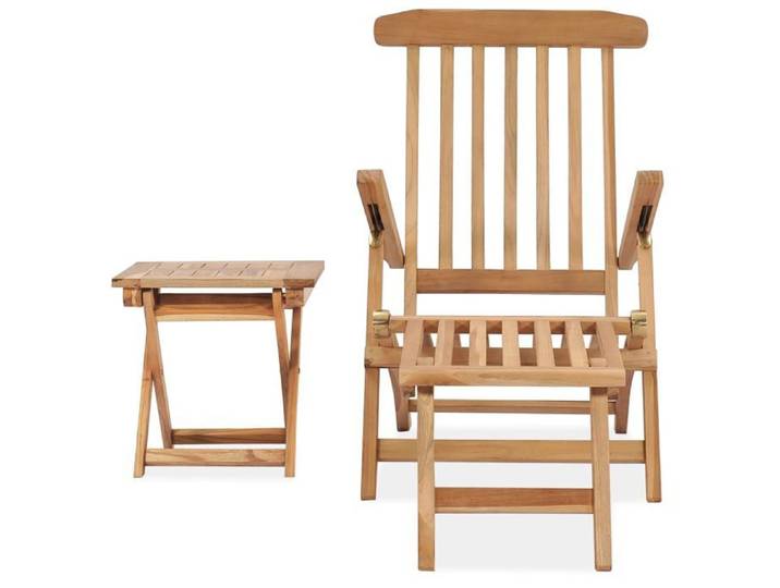 MGH - NEUF Chaise longue/transat - avec repose-pied et table Bois de teck CC558