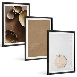 BILDER SET 3er Set - 40x60 cm Schwarzer Rahmen - Minimalistische Texturen und Farben