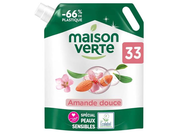 Maison Verte Lessive doypack amande peaux sensibles 33 lavages 1,485 L