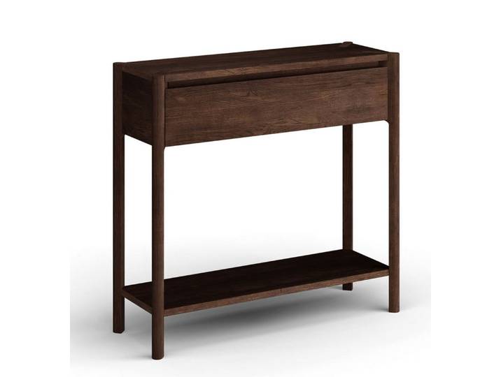 Feldmann-Wohnen Konsolentisch Campi (mit Schublade, 1-St., moderne Optik, mit Schublade), 83x33x80cm Massivholz geölt Eiche Tabak