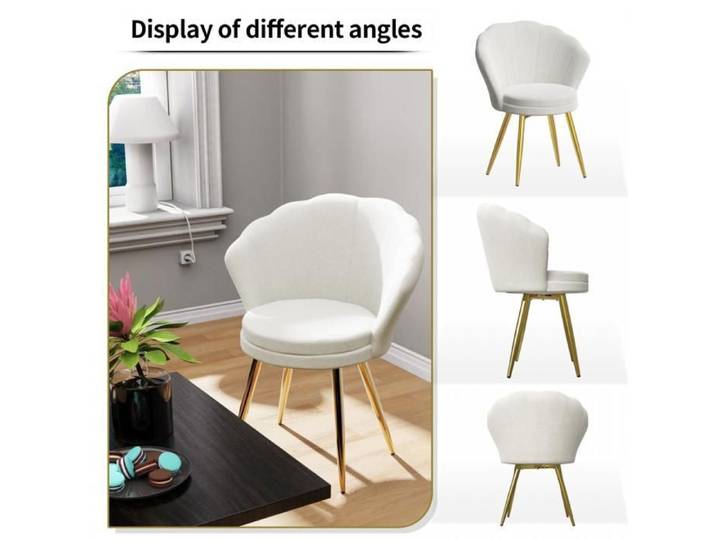 Fauteuils Chaises - XUANYU -Chaise Rembourrée en forme de fleur - Pour Salon Chaises de Salle à Manger - Blanc