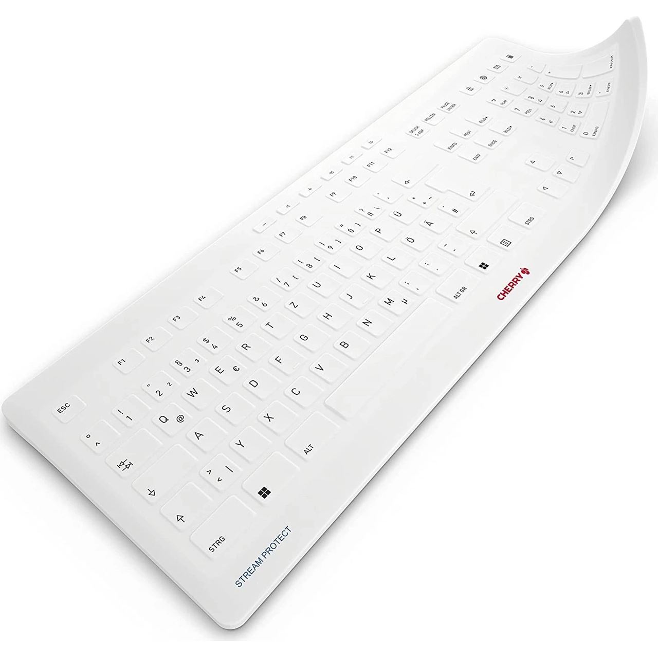 CHERRY Slipcover STREAM PROTECT MEMBRANE [DE] white BULK 105 Tasten, BULK-Ware, in Folie verpackt