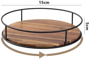 Inspire Essentials AcaciaSpin Wooden Lazy Susan Organizer a