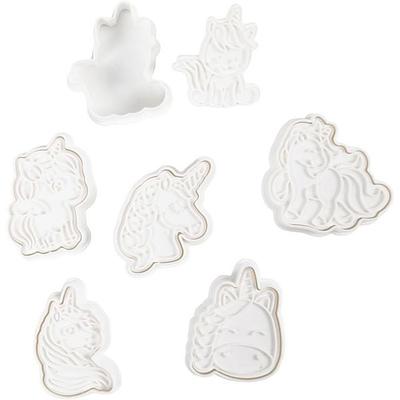 Creativ Company Ausstecher mit Stempelgriff, Einhorn, Größe 6-7,5 cm, Weiß, 6 Stk