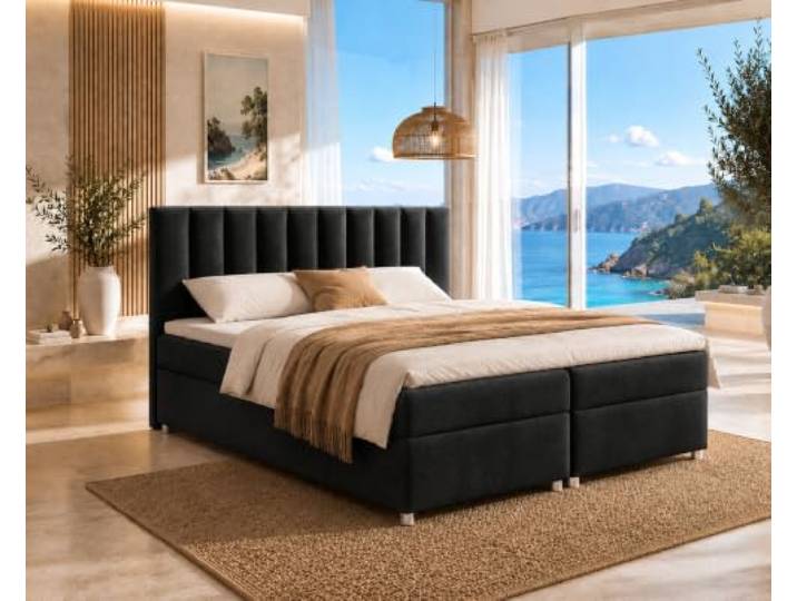 Best for Home Boxspringbett mit Bettkasten Trinity K-10 Bonellfederkern inkl. Topper 160x200 Schwarz