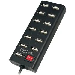 LOGILINK UA0126 - Logilink USB 2.0 Hub 13-Port - Schalter, schwarz
