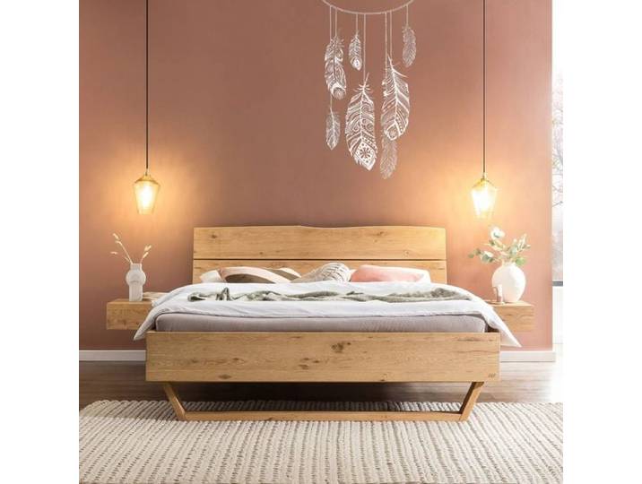 Bett Aurin Komfort Wildeiche Massivholz 140x200cm Mit Kopfteil höhenverstellbar