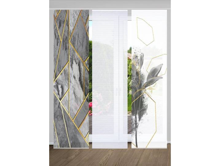 Schiebegardine HOME IN GREEN SIGNUM Gr. 1, grau, B:60cm H:245cm, Polyester, 31_16_Gardinen, Schiebegardine, SET DIGITALDRUCK,BAMBUSOPTIK RECYCELT