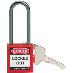 Brady, Vorhängeschloss, kompaktes Sicherheitsschloss Nylon, Rot, 50mm Bügelhöhe, 4,7mm Aluminium-Schliessbügel (Keyed