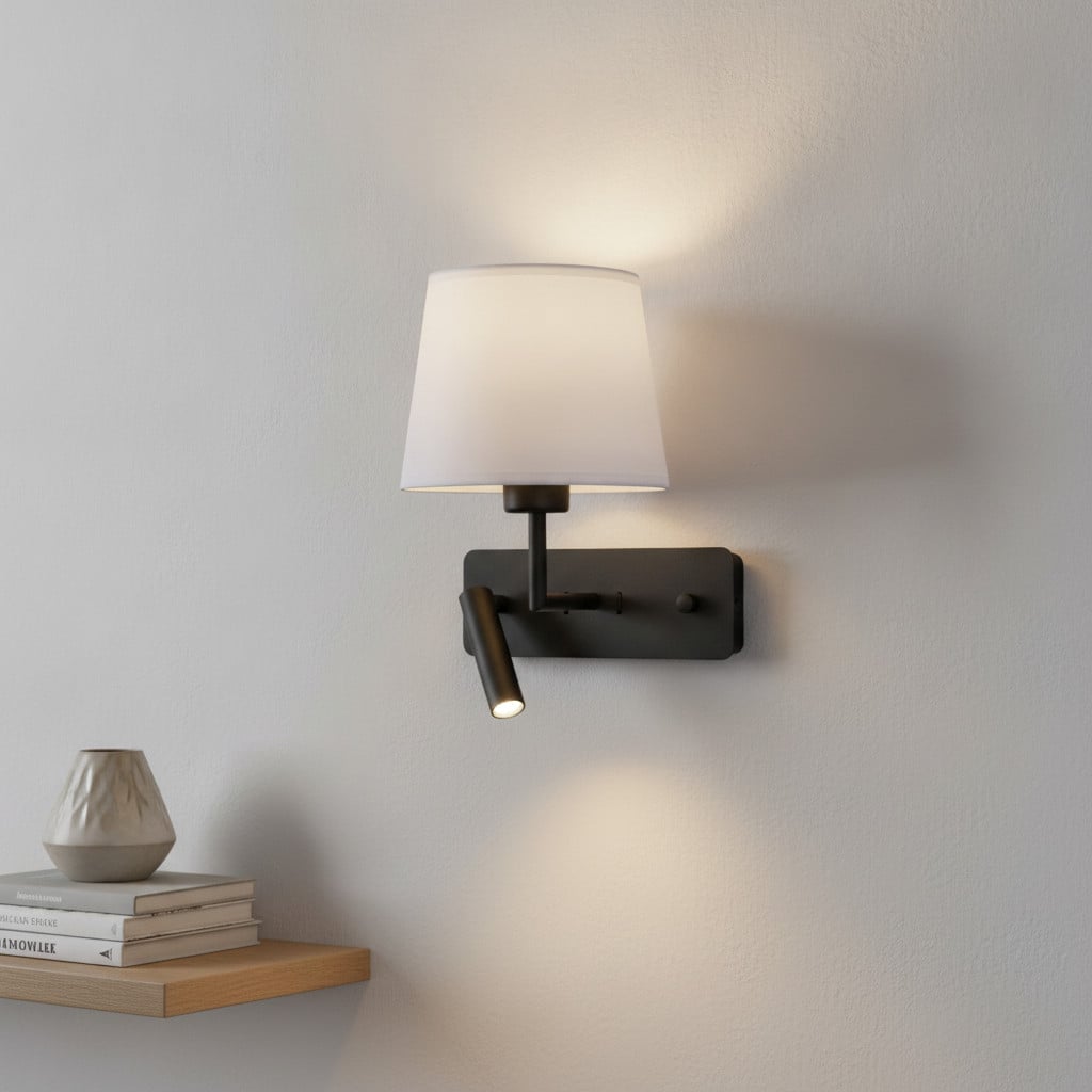Lyora Wandlamp Savona zwart met witte kap