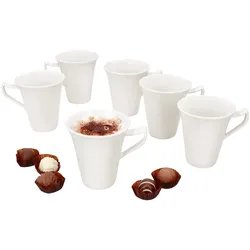 6x Ivory Kaffeebecher 220ml Porzellan-Tassen 6 Personen Tee Kakao elfenbeinweiß