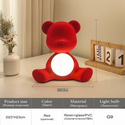 Uplift Picks Nordic Teddy Bear Kids Table Lamp Eye Protection Bedside Lamp For Bedroom And Study Desk red S neutral Light