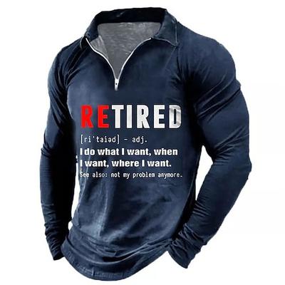 Herren Lustiges Rentner Langarm Quarter-Zip Shirt mit dem Slogan 'Nicht mehr mein Problem' Definition