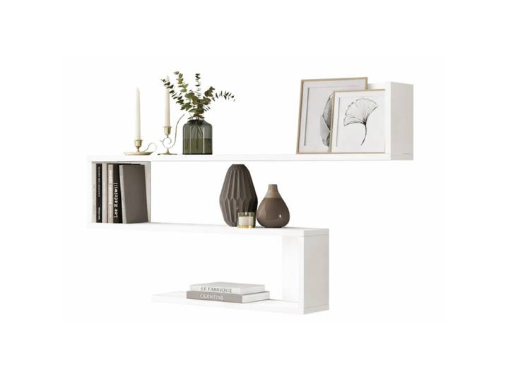 Etagère Murale 3 Niveaux Blanche L 120 H 71.4 P 14.5 Cm